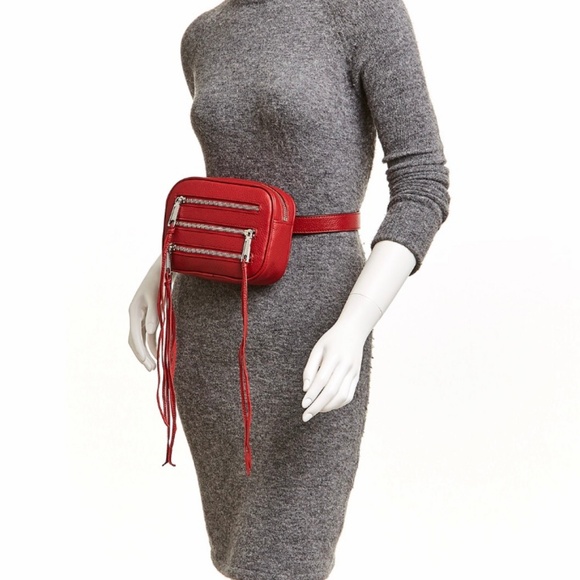 Rebecca Minkoff Handbags - REBECCA MINKOFF Red Leather 3 Zip Belt Bag